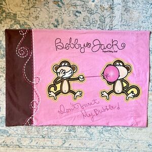 Bobby Jack Original Don't Burst My Bubble Pillow Case 20”x 30” Y2K Pink Monkey